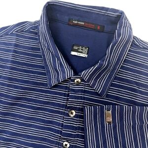 Nike Tiger Woods Collection Mens Golf Polo Shirt Short Sleeve Navy Stripe Medium